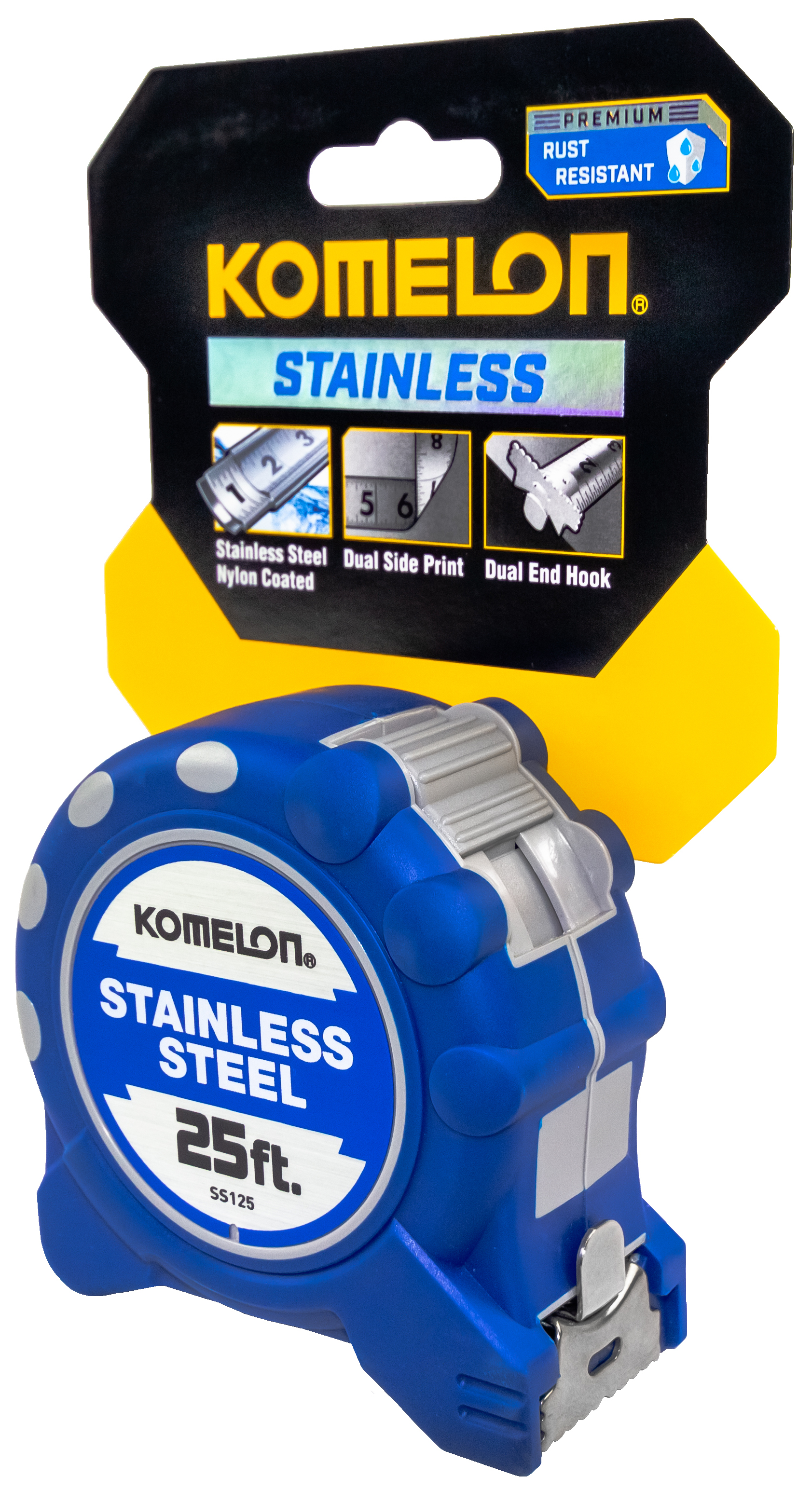 Komelon SS125SS Gripper Stainless Steel Measuring Tape 25-Foot